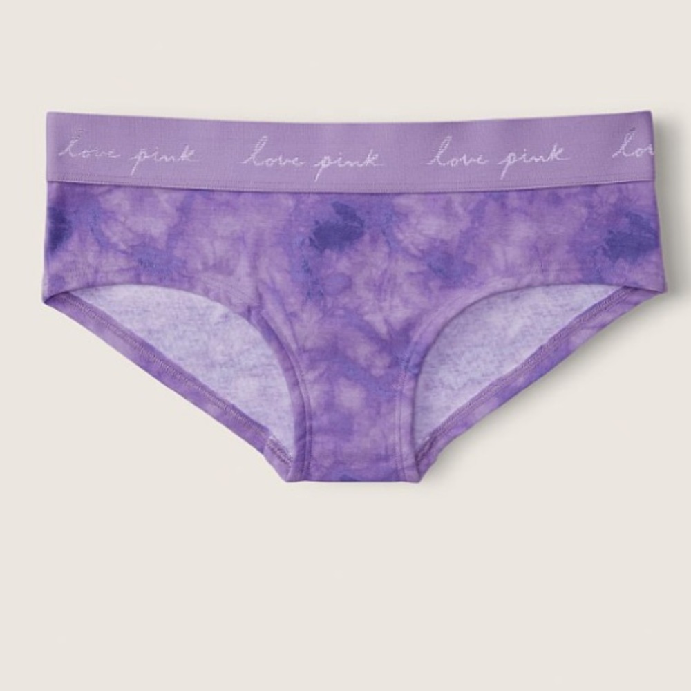 Vs Victorias Secret Pink Logo Hipster Panty Underwear Violet Purple Tie Dye S